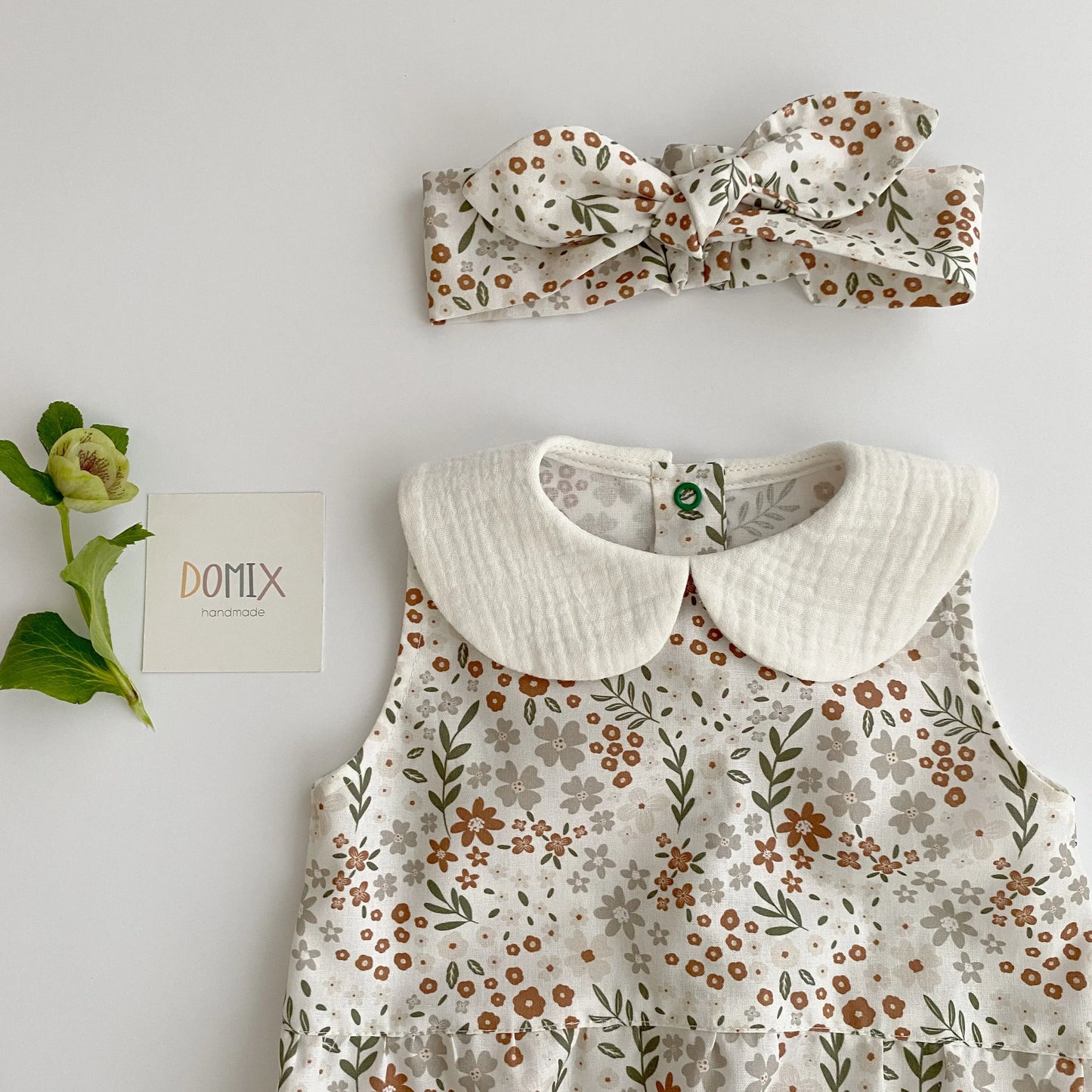Cotton Body with Floral Print and headband - Domix