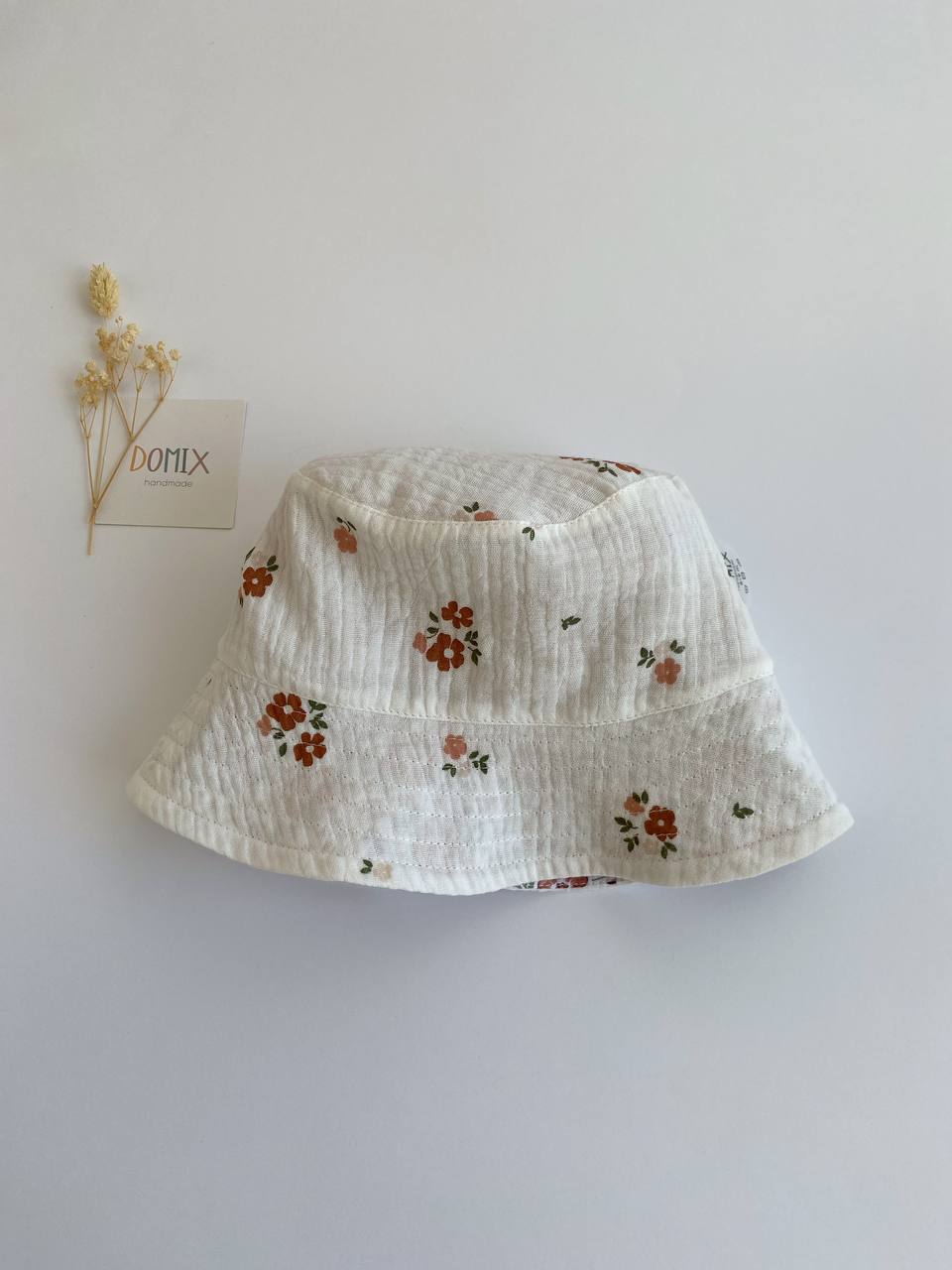 Chapeau de soleil réversible en coton fait main pour bébé – Chapeau bob en mousseline à fleurs