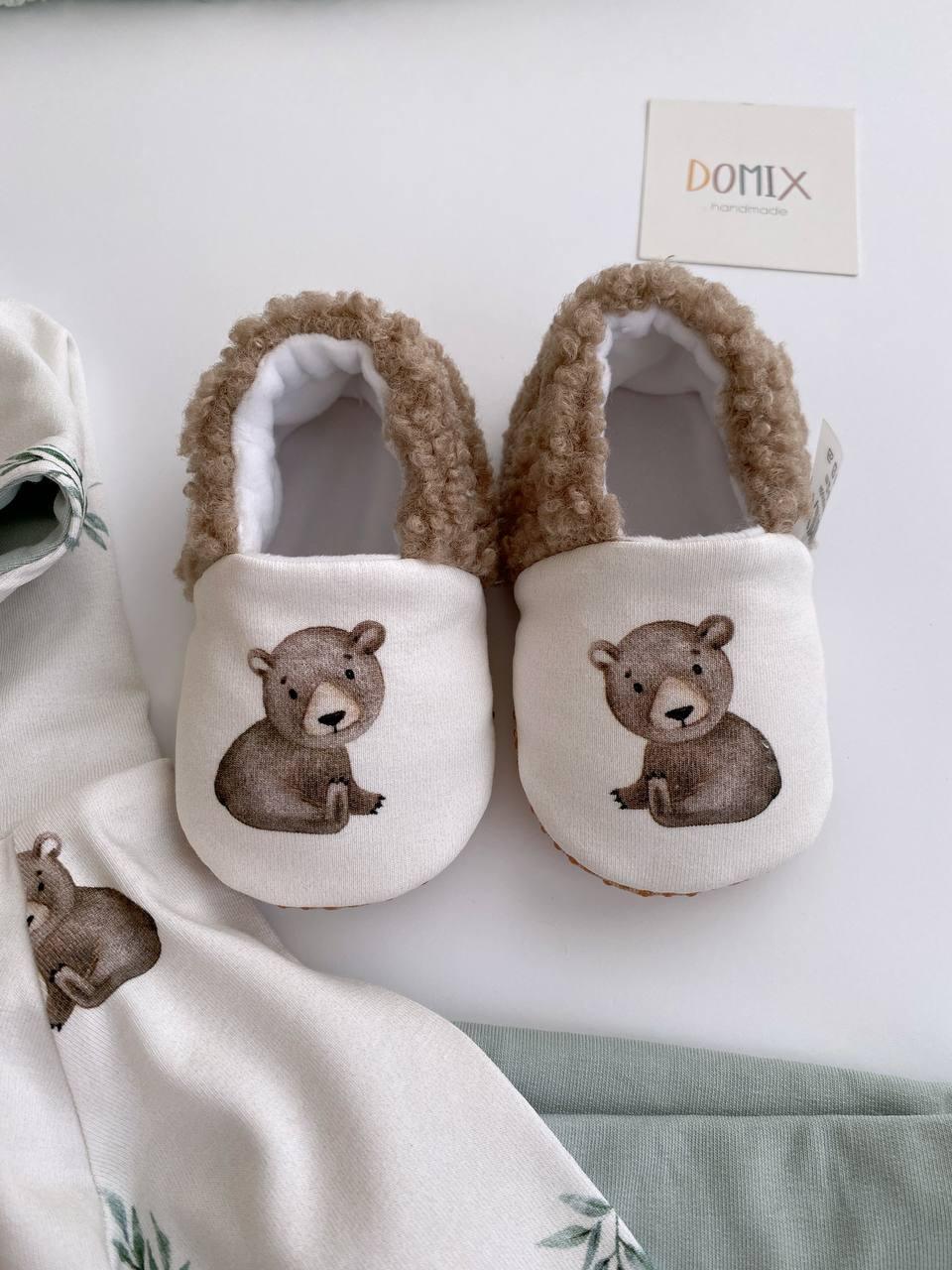 Bear Baby Slippers – Soft Handmade Warmth - Domix