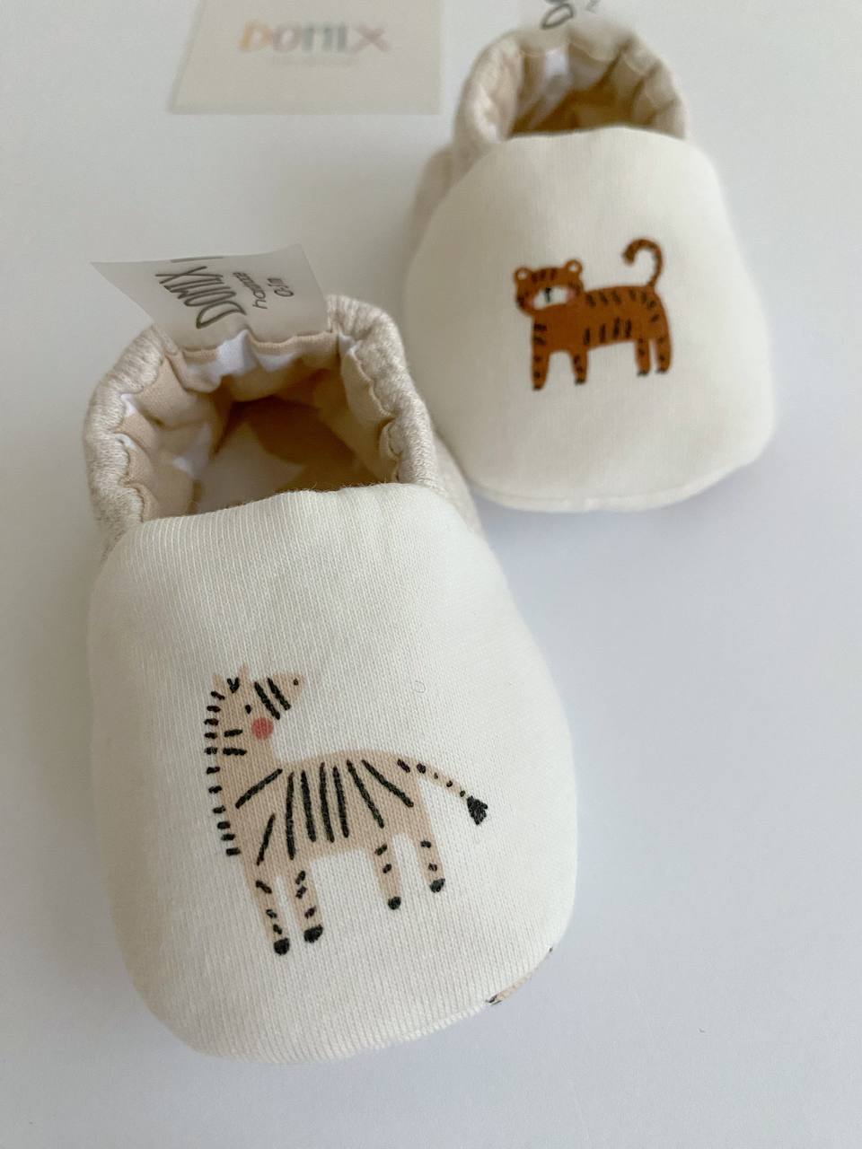 Zebra & Tiger Baby Slippers – Soft, Cozy & Handmade - Domix
