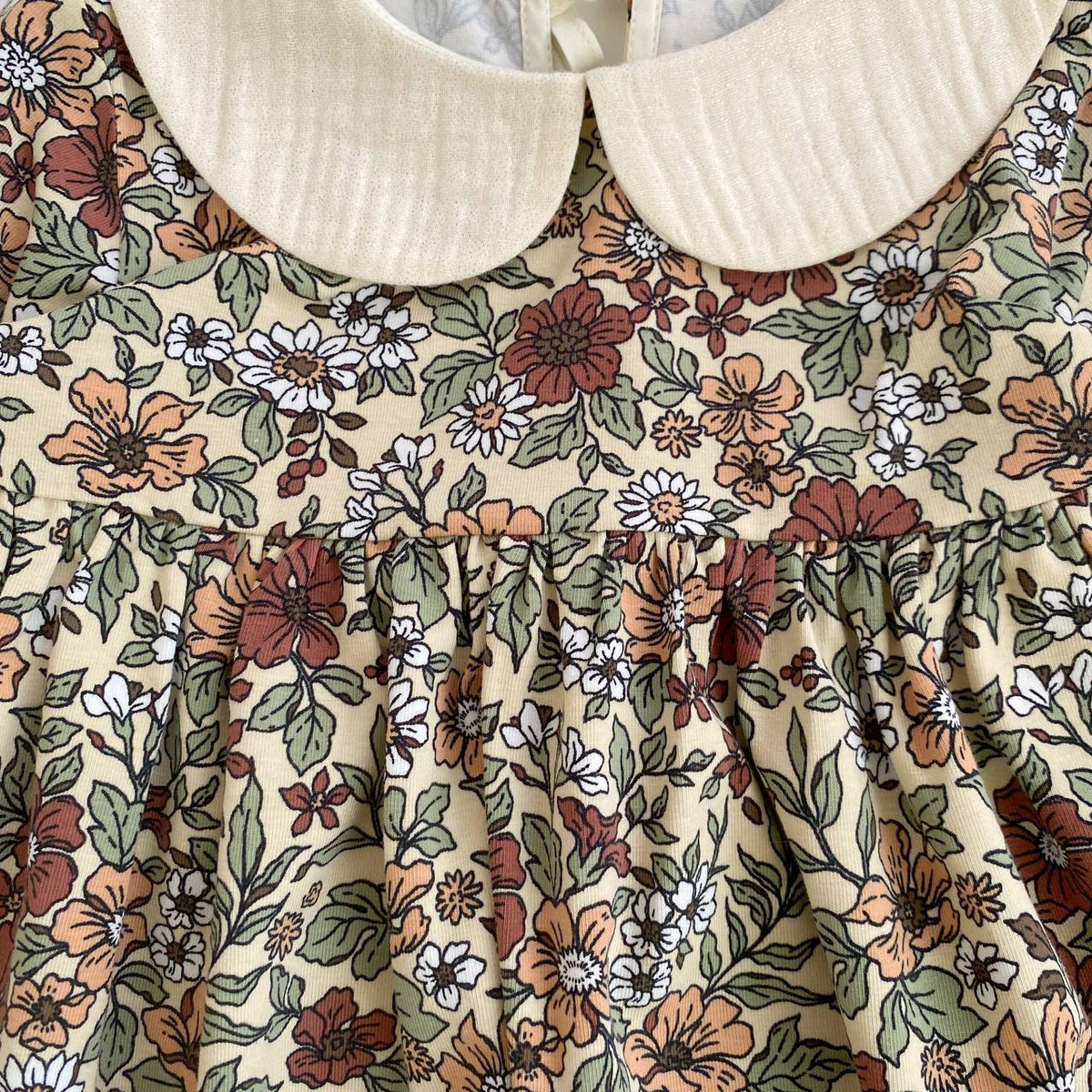 Floral Girls’ Dress with Peter Pan Collar