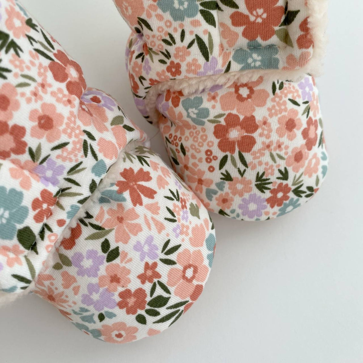 Pastel Floral Baby Booties – Handmade Warm Baby Shoes