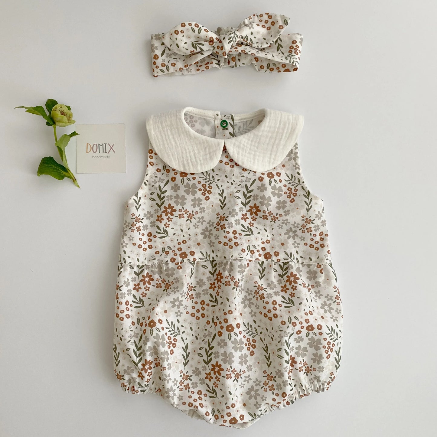 Cotton Body with Floral Print and headband - Domix