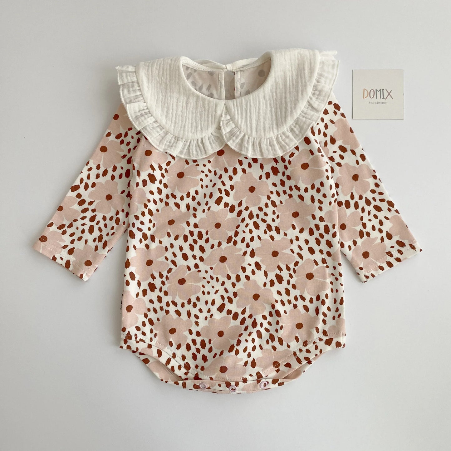 Floral Bodysuit with Elegant Collar - Domix