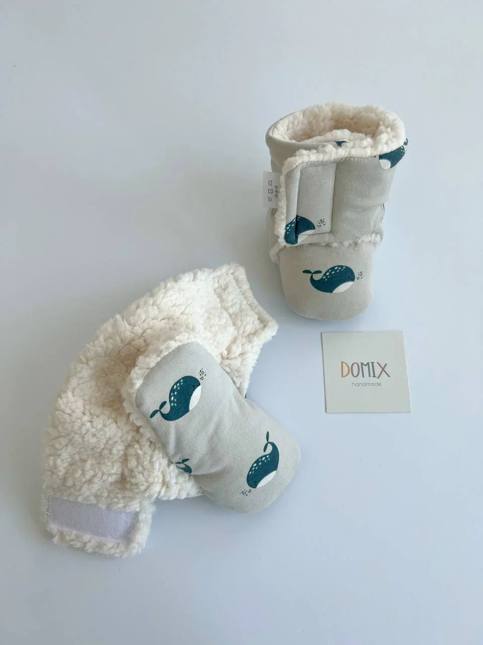 Whale Baby Booties – Handmade Warm Booties for Babies (0–24 months) - Domix