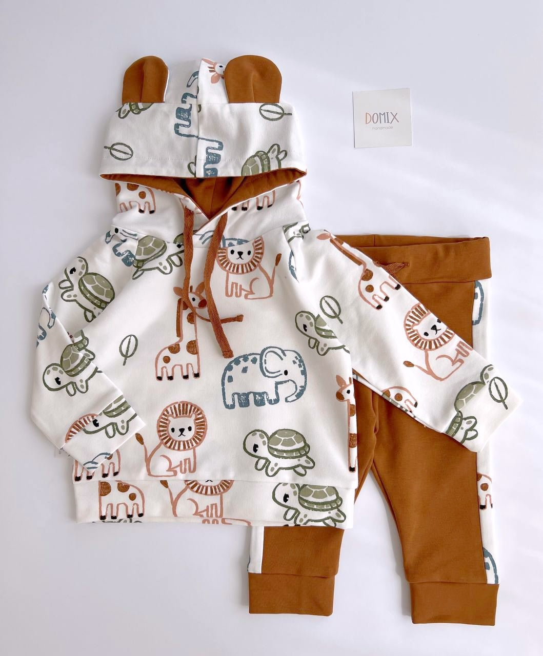 Ensemble sweat à capuche et pantalon en jersey pour enfant « Animaux de safari » (0-5 ans)