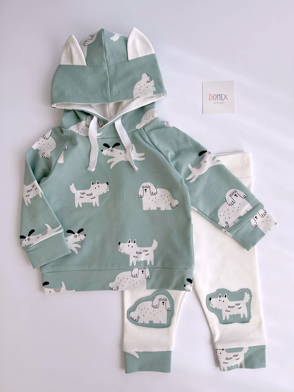Ensemble sweat à capuche et pantalon en jersey pour enfant « Chiots » (0-5 ans)