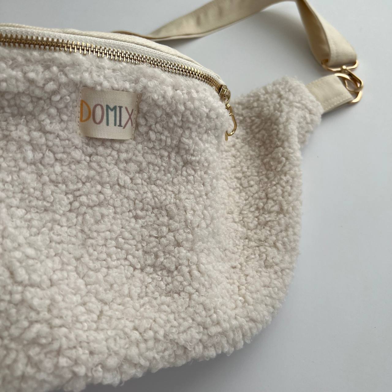 Beige Sherpa Fanny Pack – Handmade by DOMIX