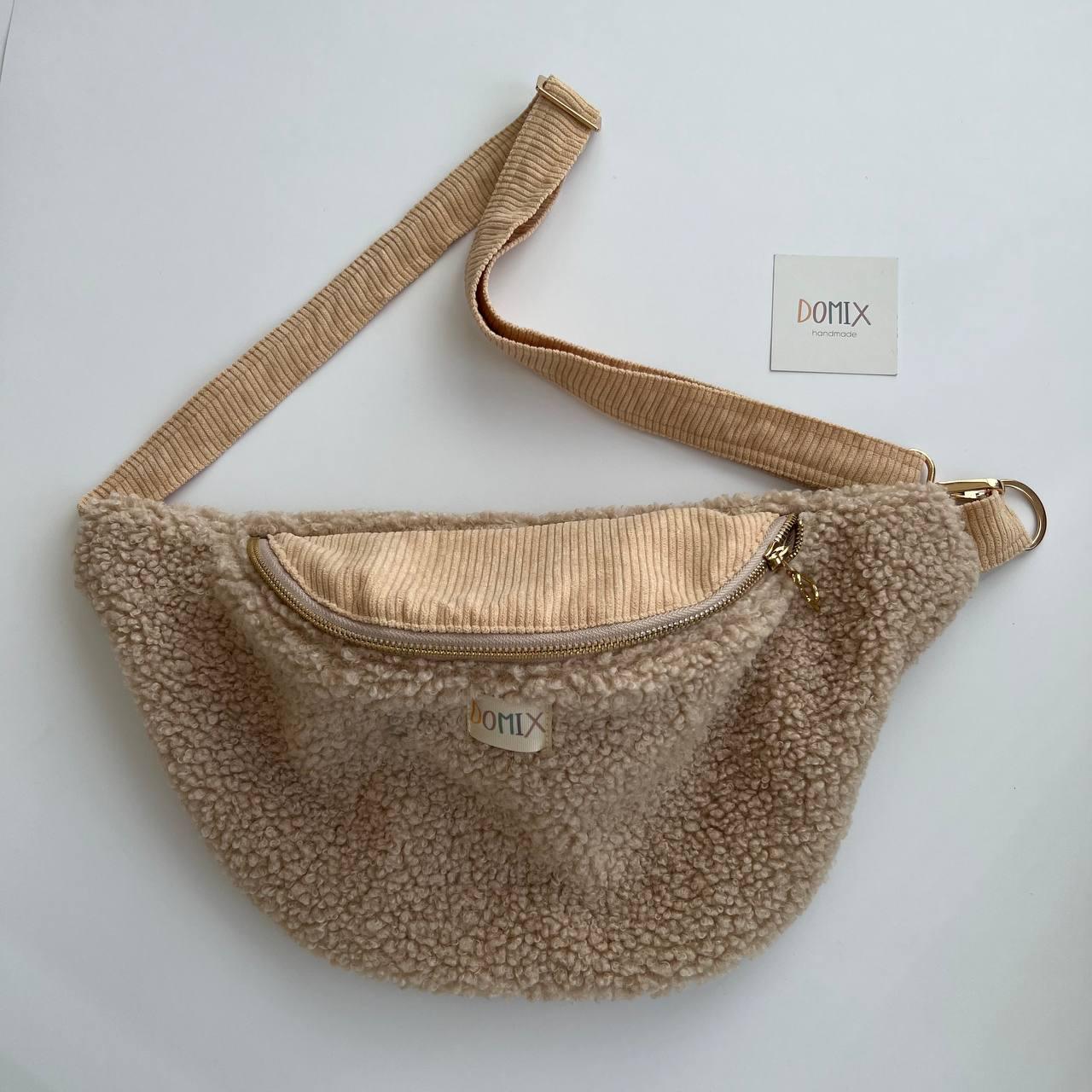 Cozy Beige Teddy Fanny Pack – Handmade by DOMIX - Domix
