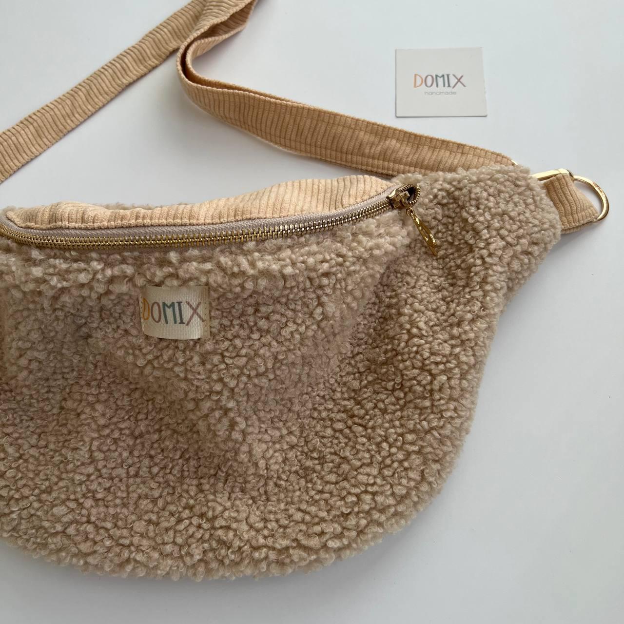 Cozy Beige Teddy Fanny Pack – Handmade by DOMIX - Domix
