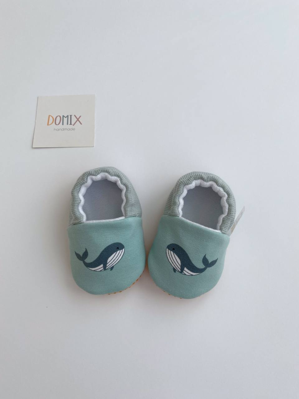 Whale Baby Slippers – Jersey & Velour
