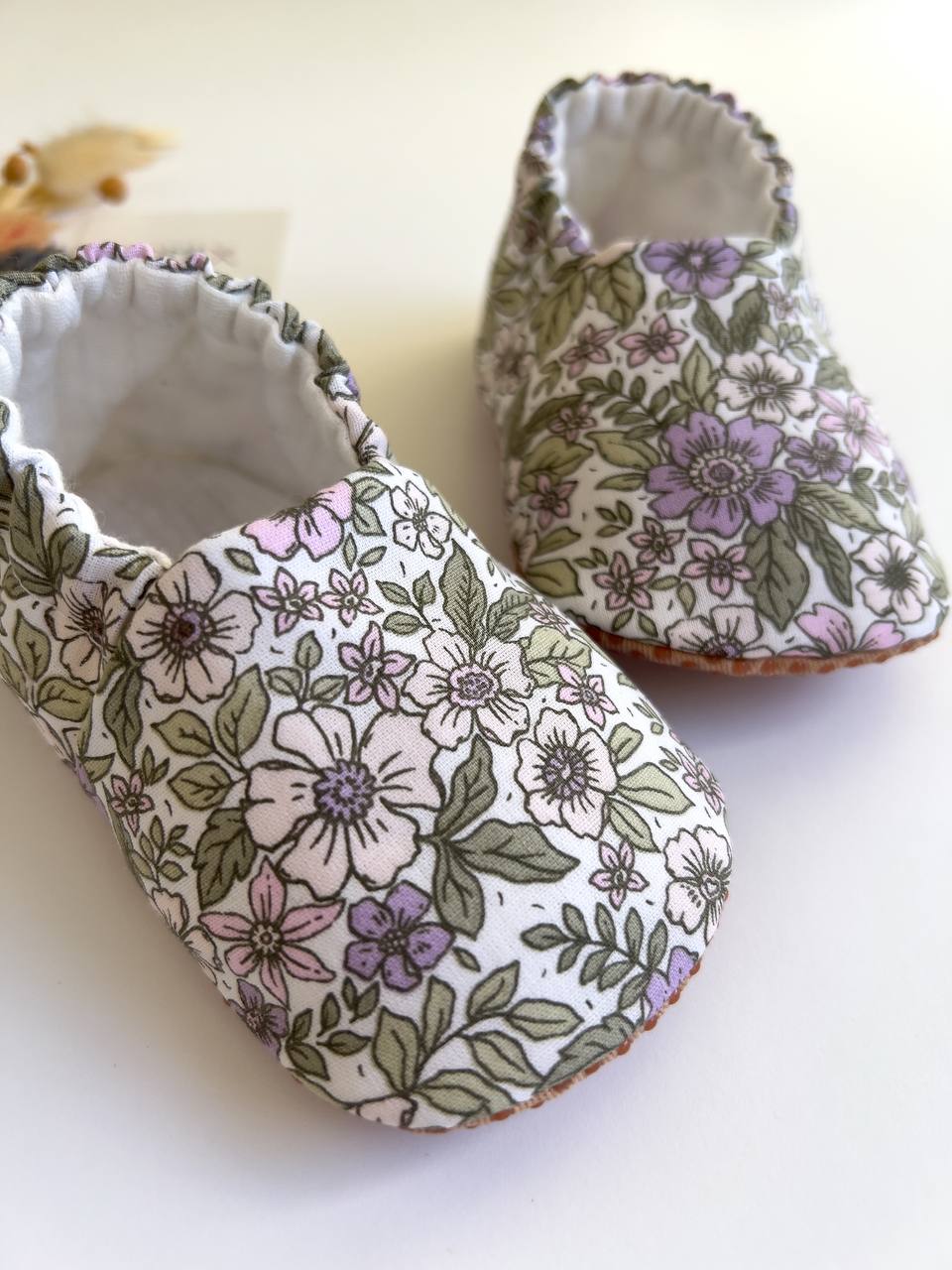 Floral Baby Slippers – Handmade Cotton Baby & Toddler Slippers