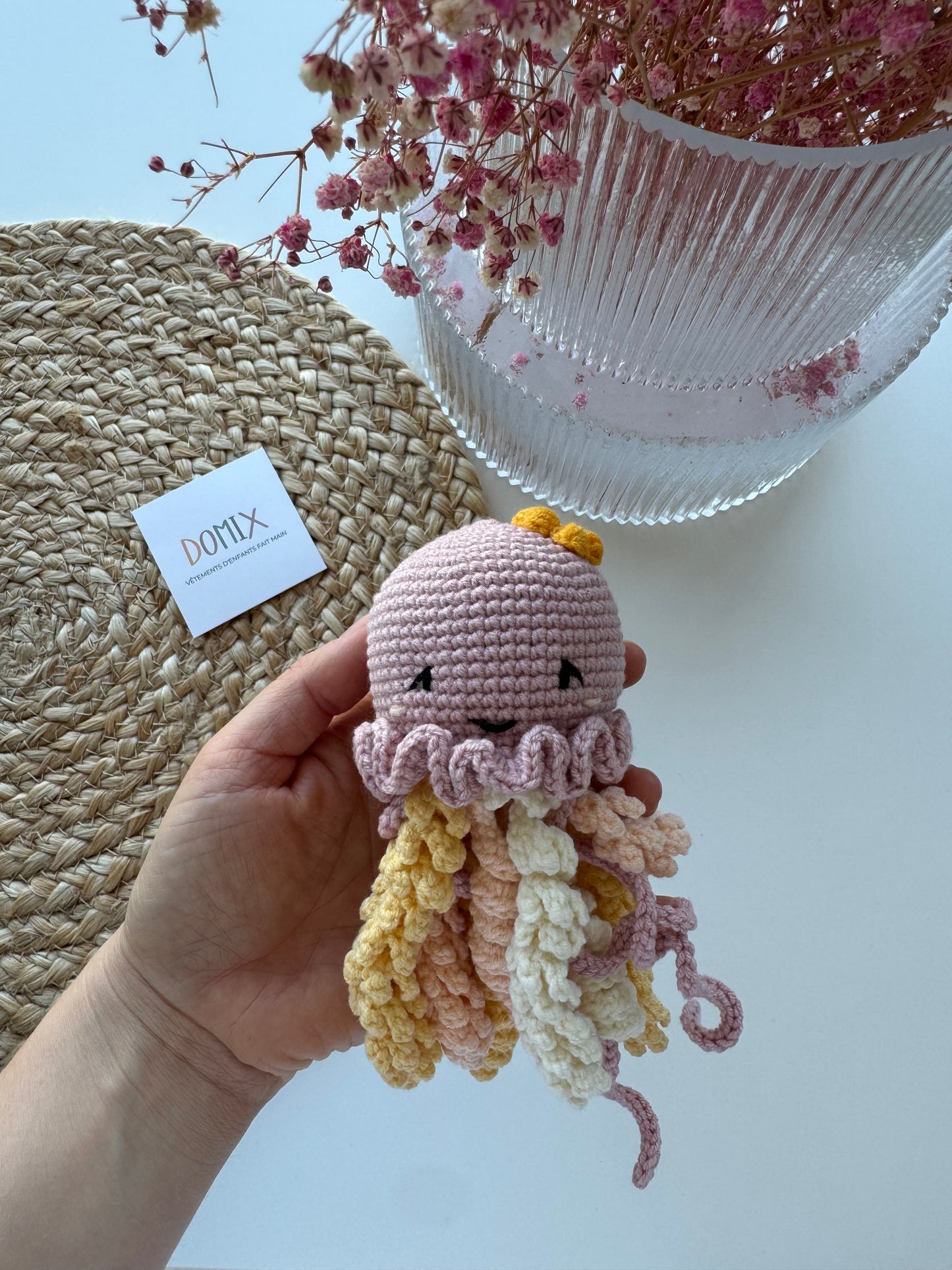Méduse au crochet pour bébés prématurés – Jouet réconfortant pour bébé conforme aux normes CE