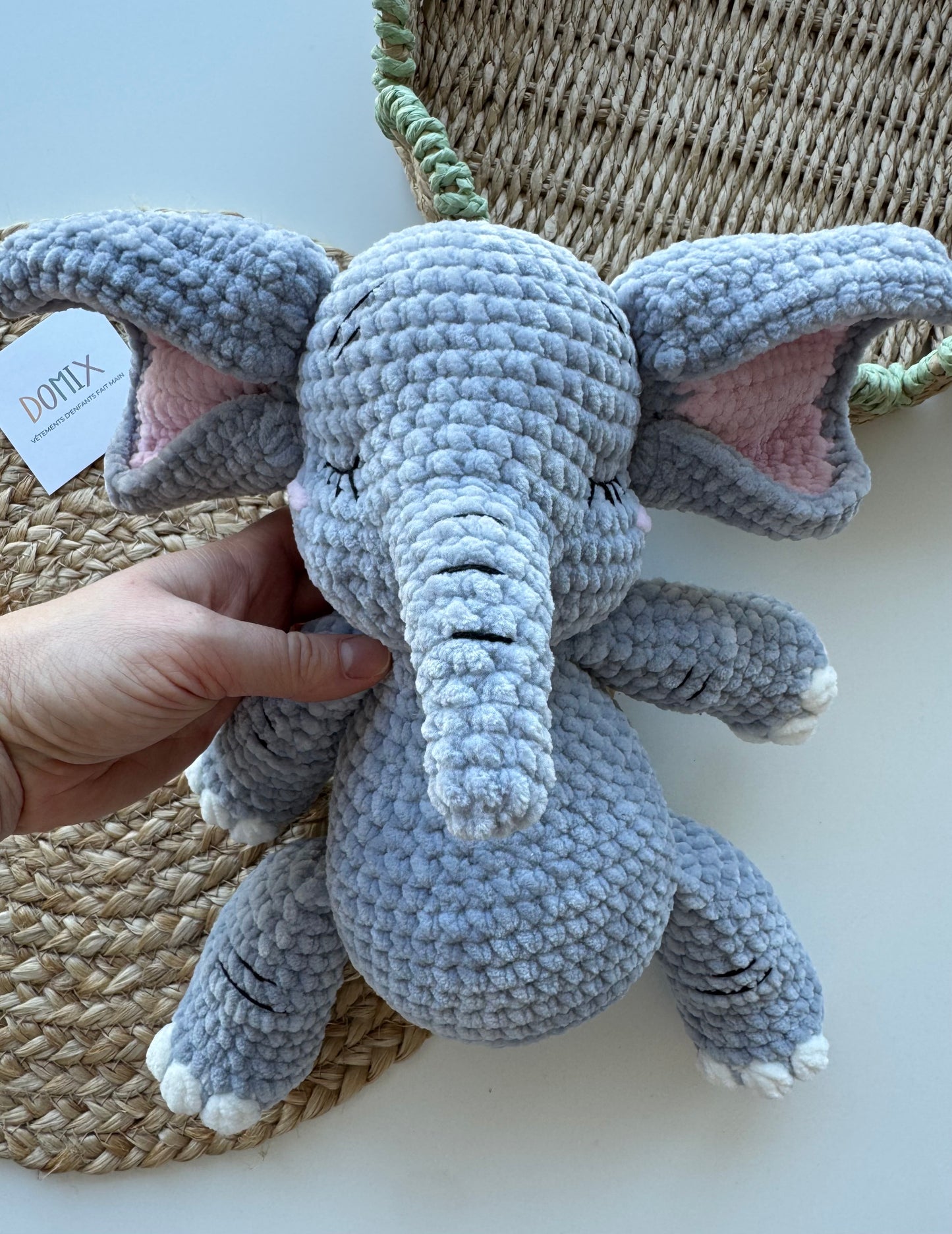 Grand éléphant en peluche – Compagnon tout doux pour bébé (35 cm)