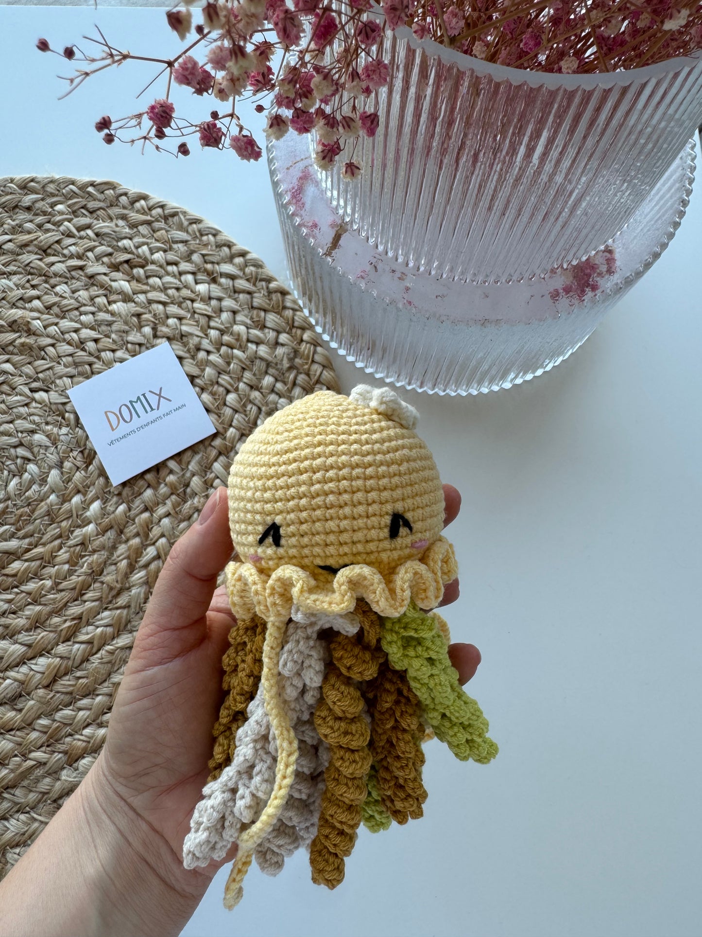 Méduse au crochet pour bébés prématurés – Jouet réconfortant pour bébé conforme aux normes CE