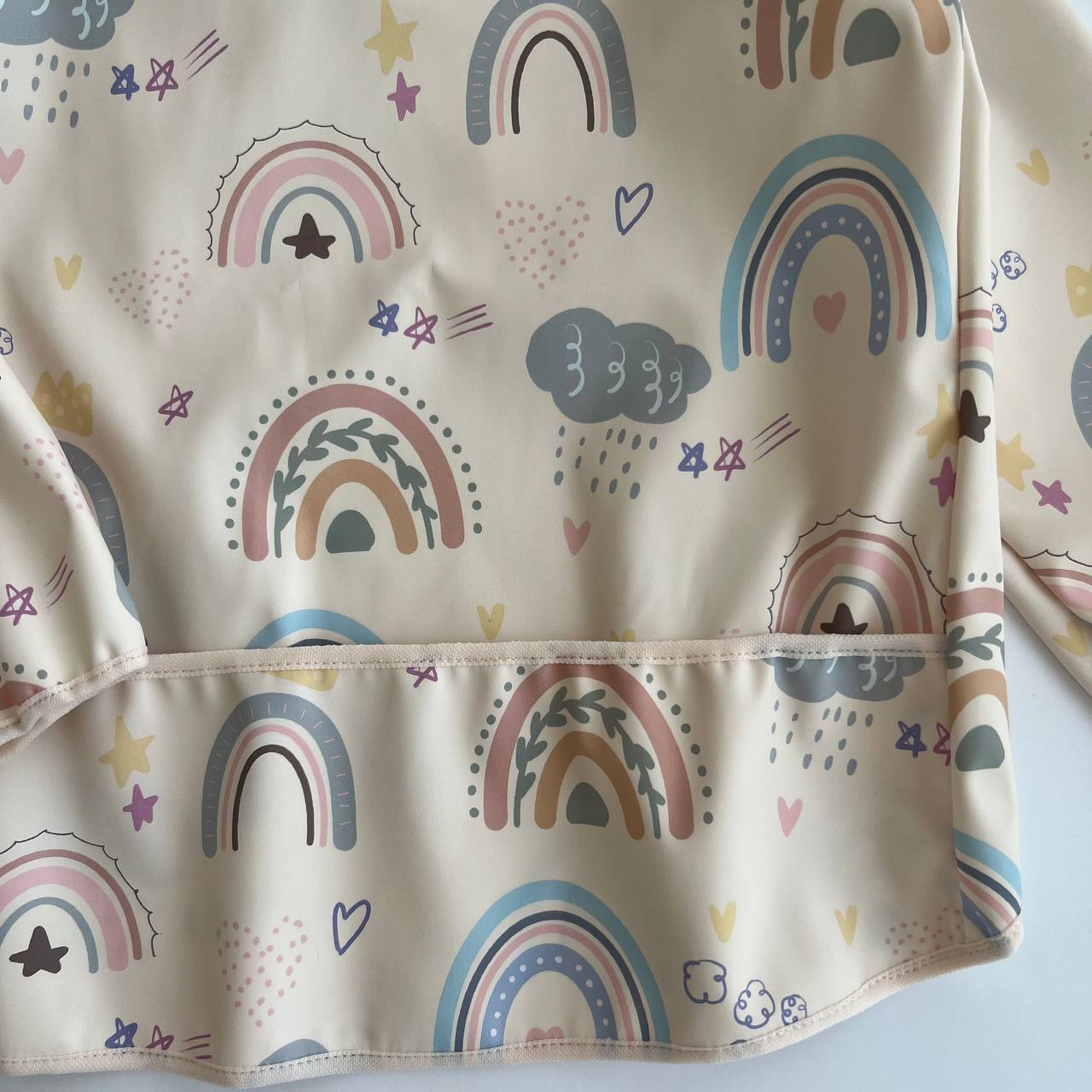 Wasserdichte Kinderkittel – Langarm-Lätzchen mit Regenbogen-Print | Kleinkinder-Malschürze für Kindergarten & Schule