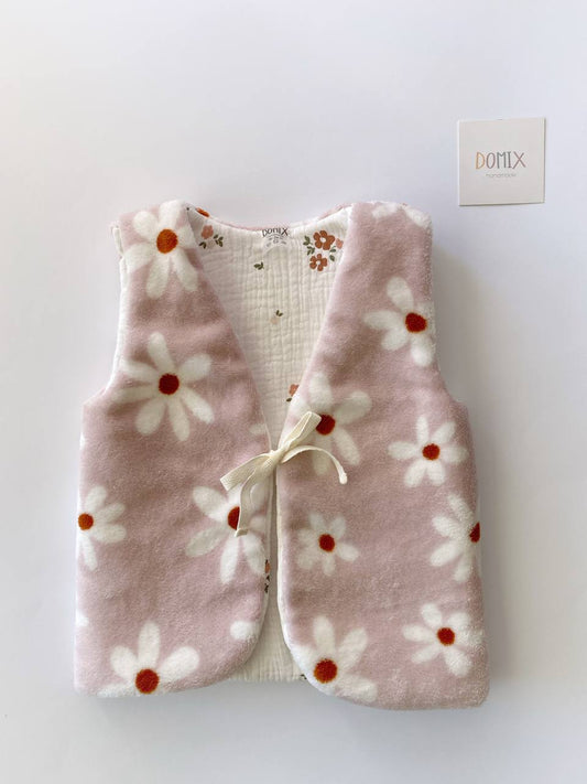 Gilet bébé fleuri – Couche douce et réversible