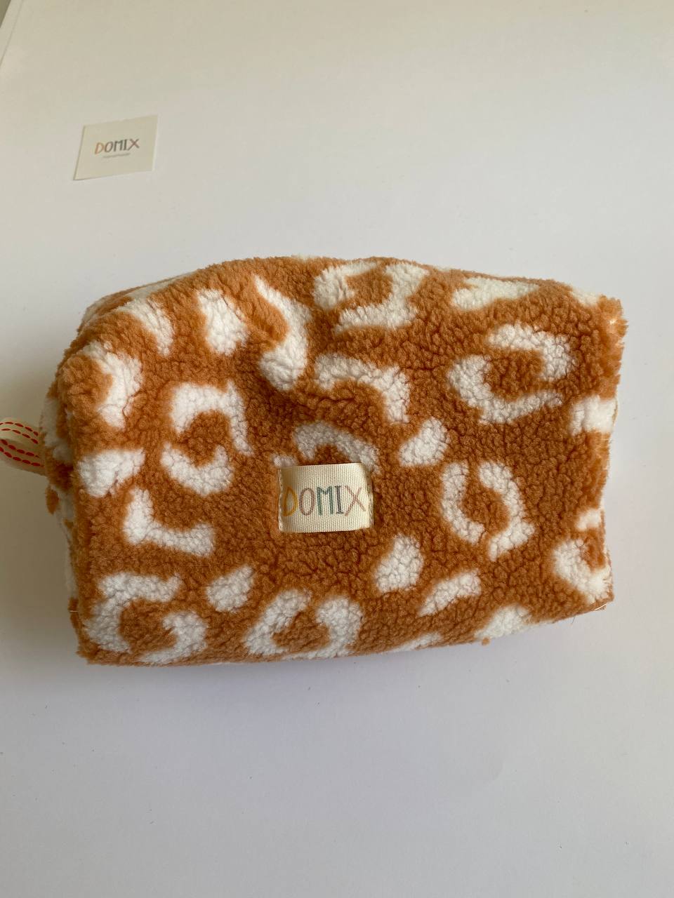 Leopard Teddy Cosmetic Bag – Soft Makeup Pouch with Waterproof Lining by DOMIX