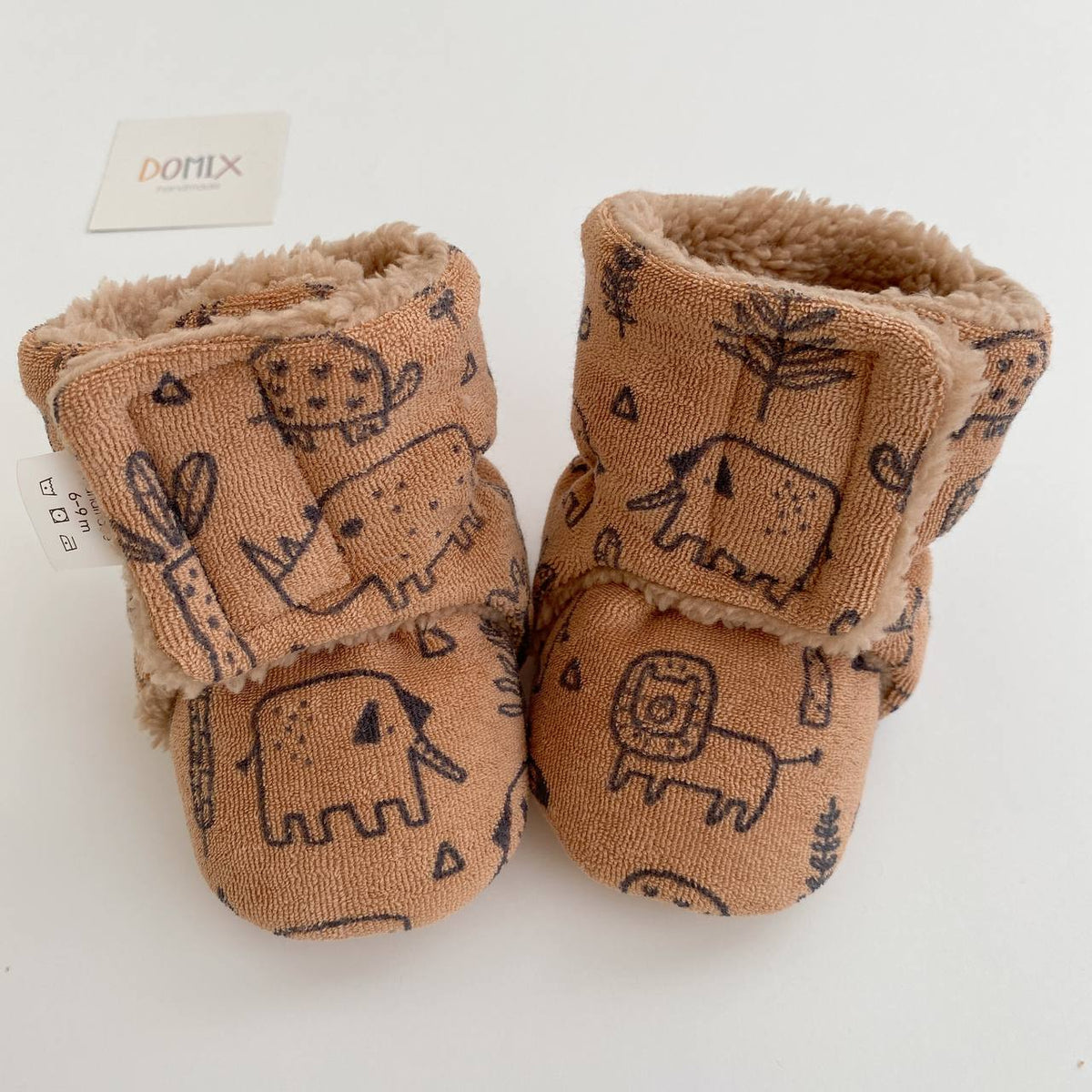 Safari Terry Baby Booties – Warm Handmade Baby Shoes