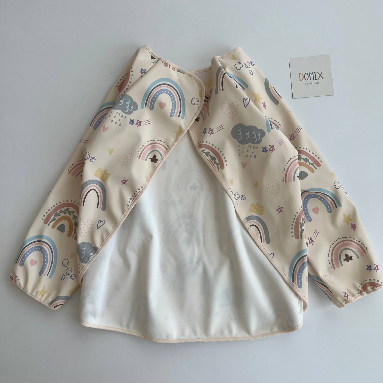 Wasserdichte Kinderkittel – Langarm-Lätzchen mit Regenbogen-Print | Kleinkinder-Malschürze für Kindergarten & Schule