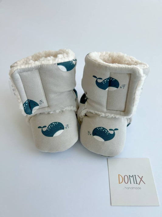 Whale Baby Booties – Handmade Warm Booties for Babies (0–24 months)