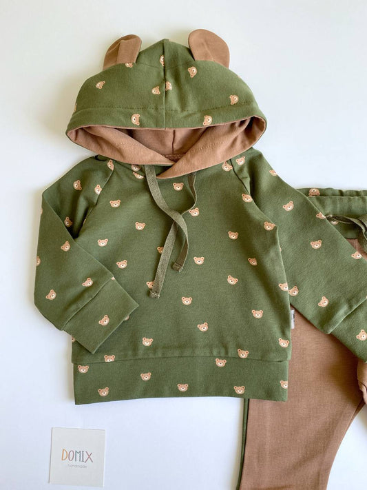 Baby Bear Hoodie & Pants Set – Handmade in Switzerland | Soft Cotton Outfit for Babies & Toddlers