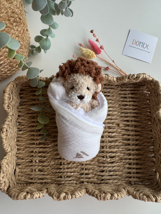 Doudou Lion – Peluche avec Couverture Douillette en Mousseline (Certifié CE)