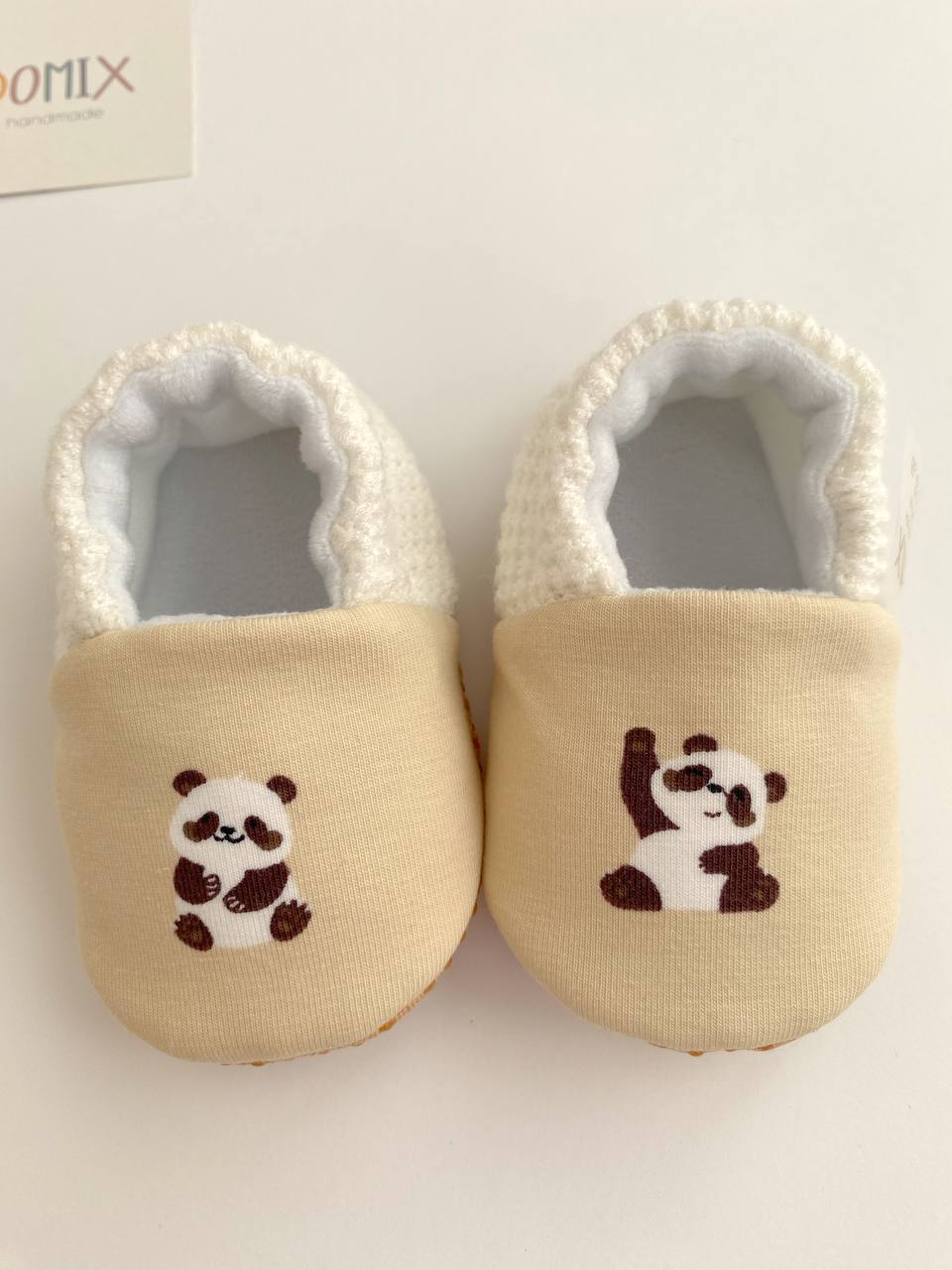 Panda-Babyschuhe – Jersey & Velours
