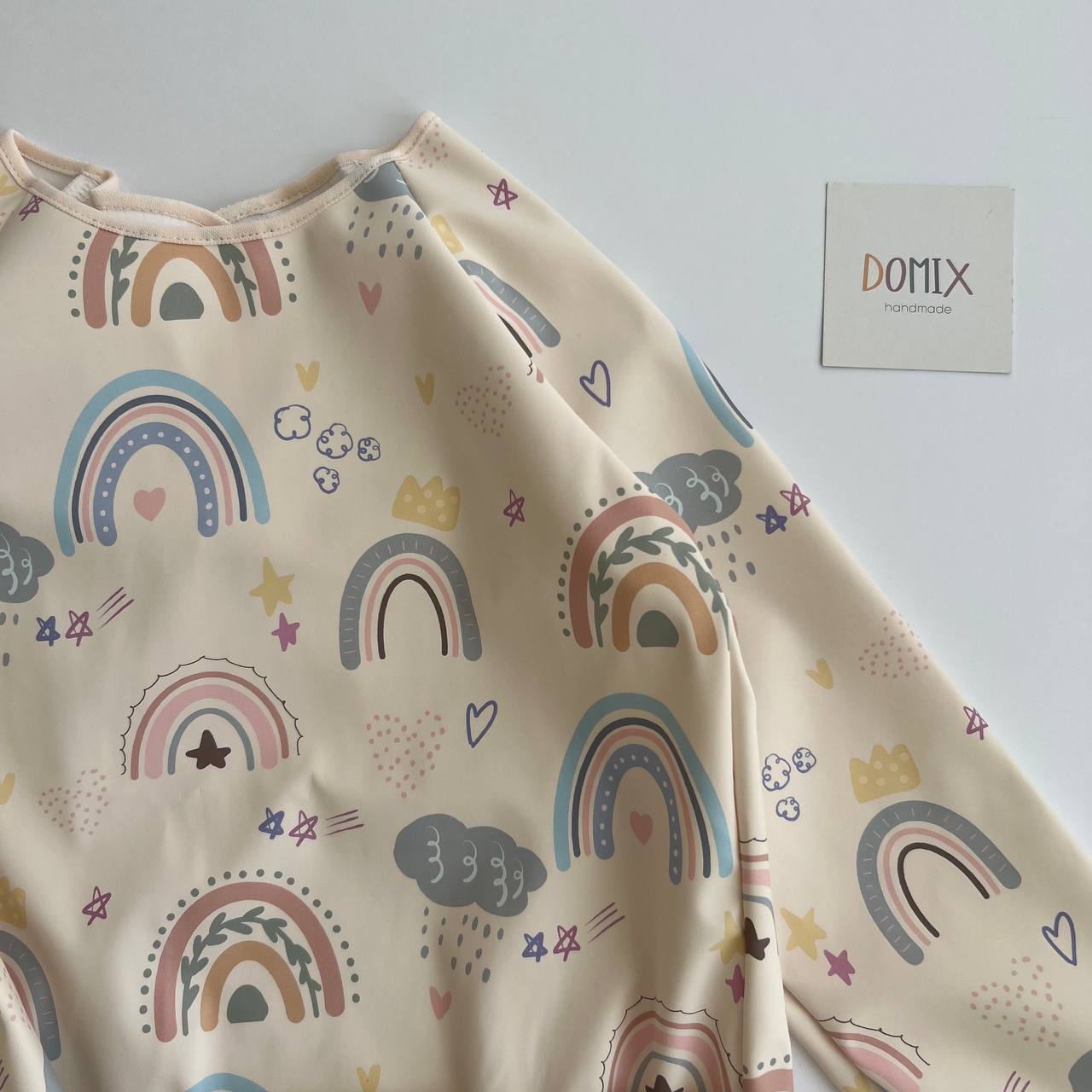 Wasserdichte Kinderkittel – Langarm-Lätzchen mit Regenbogen-Print | Kleinkinder-Malschürze für Kindergarten & Schule