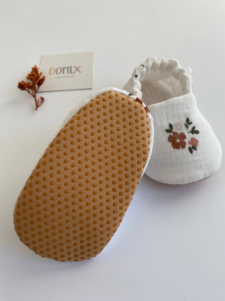 Handgemachte Baby- & Kleinkind-Hausschuhe – Weiche Musselin-Hausschuhe aus Baumwolle mit Blumendruck