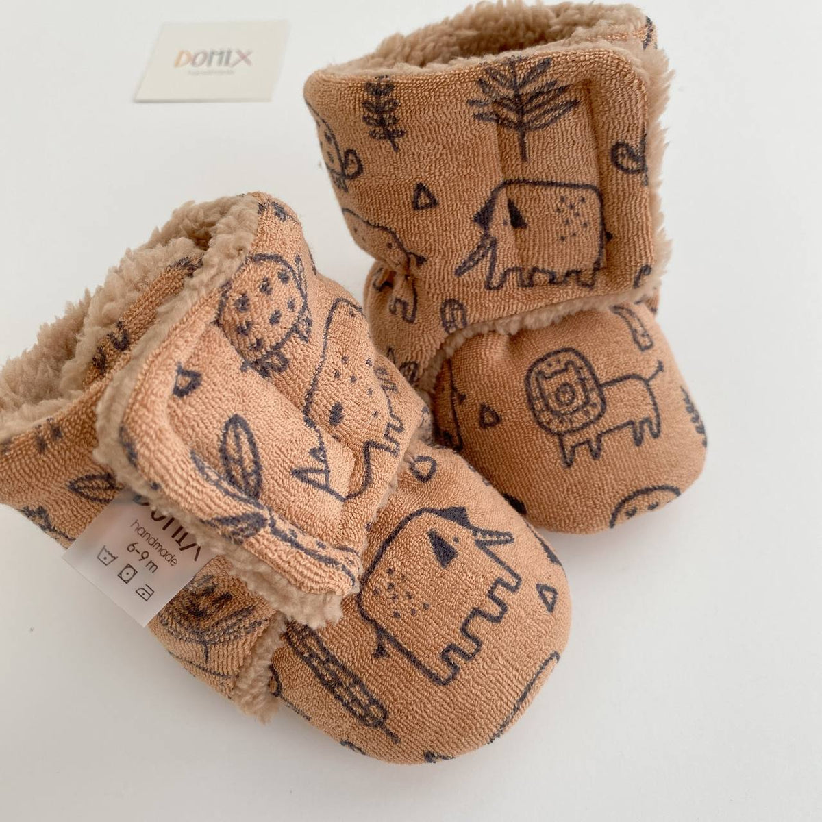 Safari Terry Baby Booties – Warm Handmade Baby Shoes