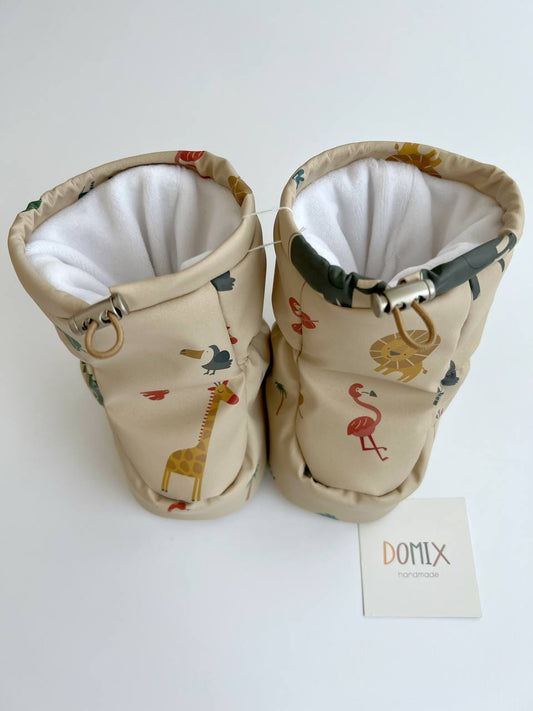 🦒 Safari Waterproof Booties – Handmade Weatherproof Warmth