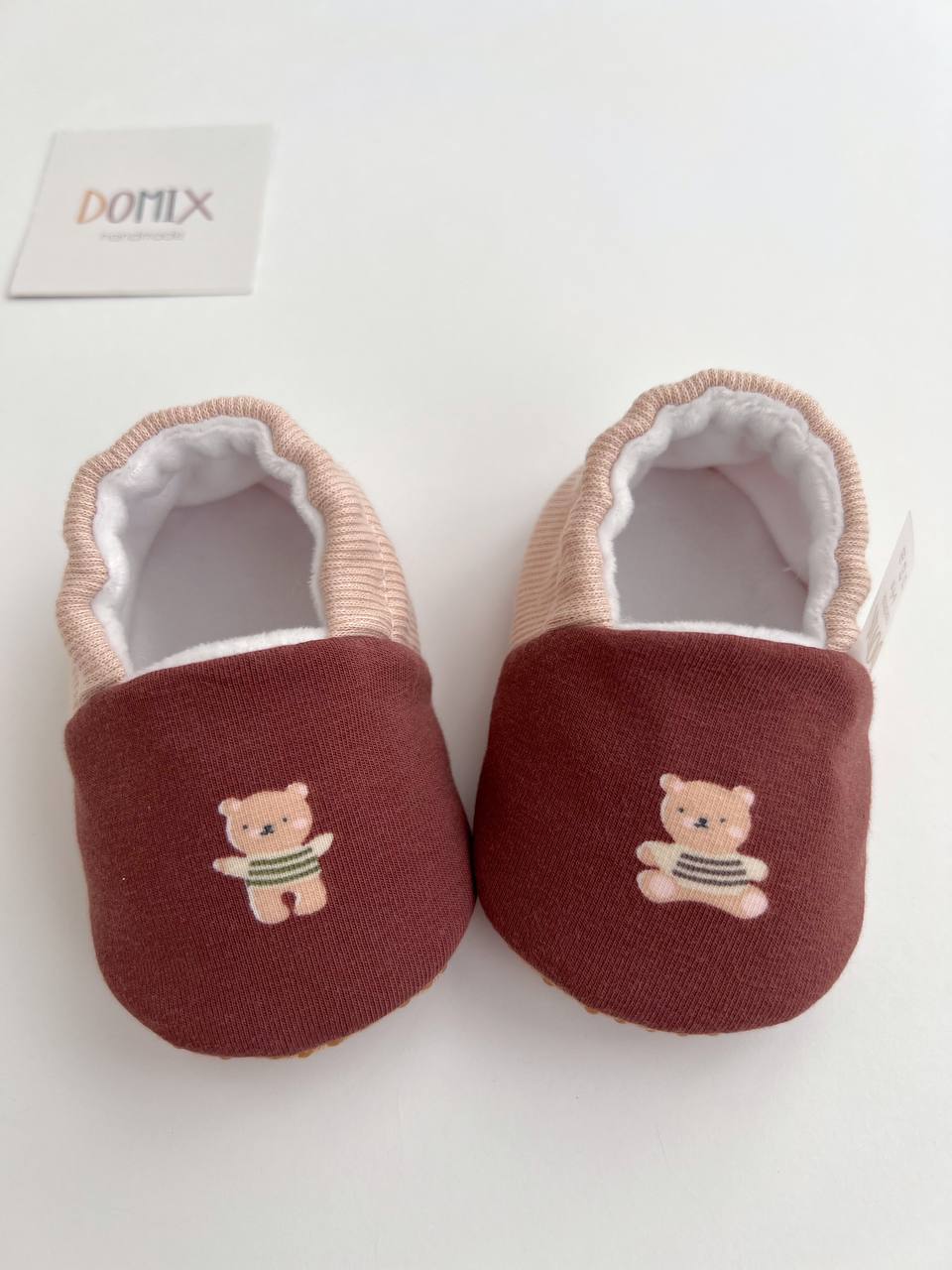 Teddybär-Babypantoffeln – Jersey & Velours