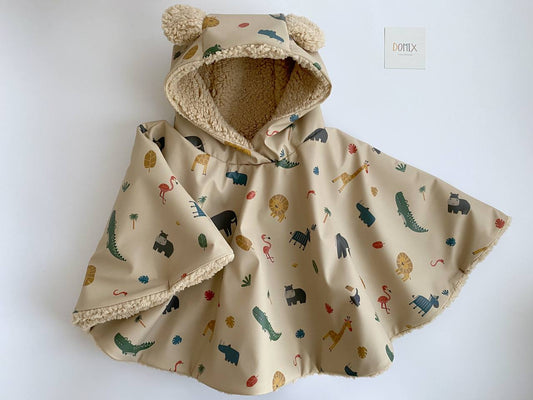 🦒 Safari Waterproof Poncho – Handmade Rain Protection with Style