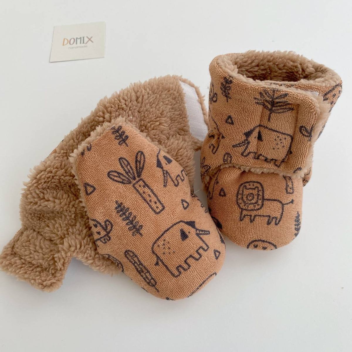 Safari Terry Baby Booties – Warm Handmade Baby Shoes