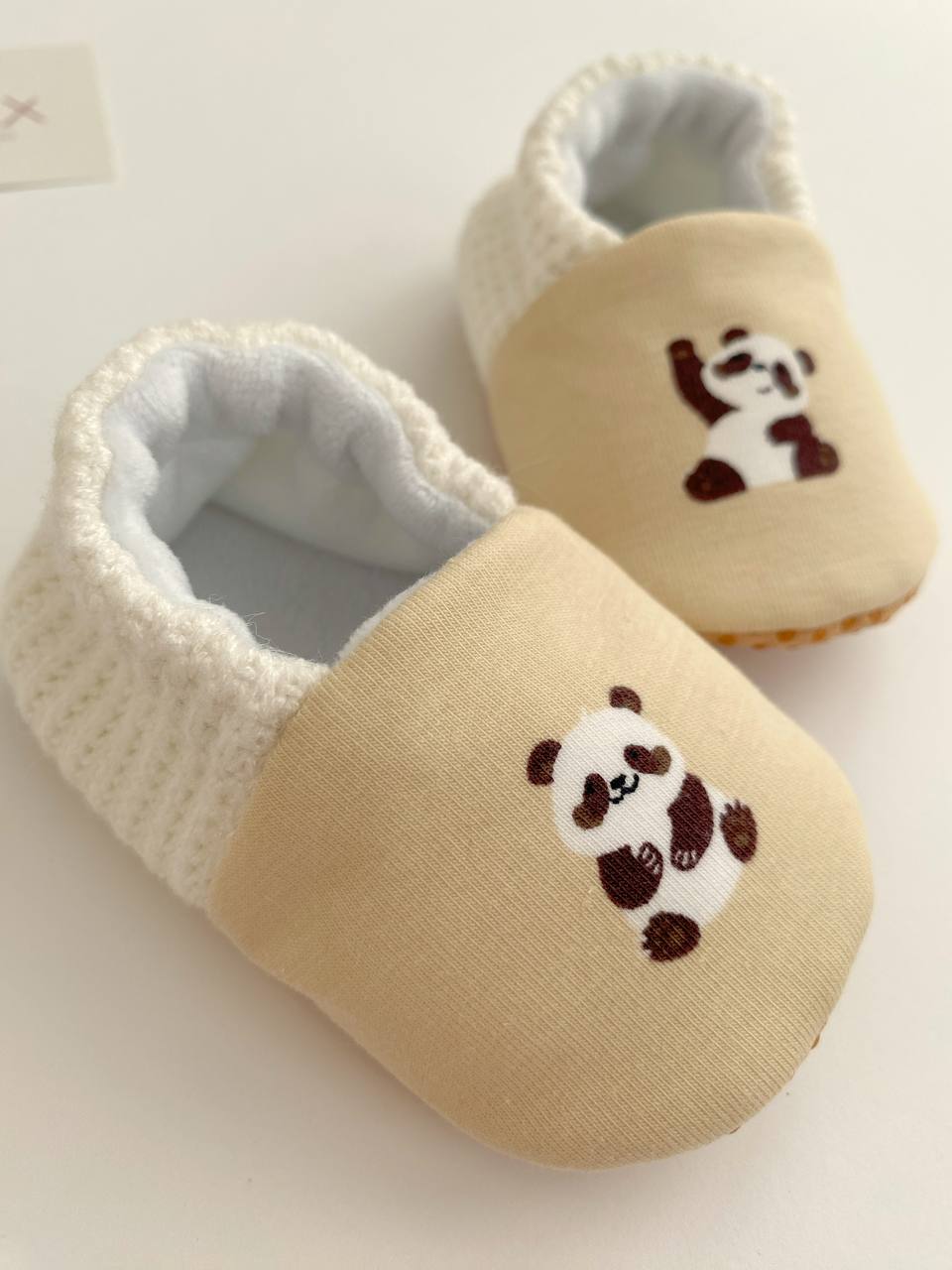Panda-Babyschuhe – Jersey & Velours