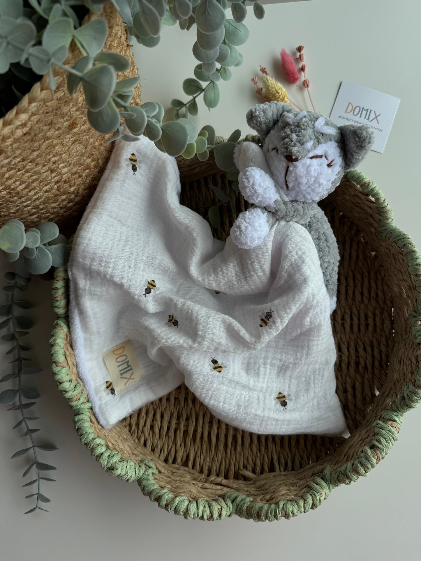 Doudou Bébé Lovey – Doudou Confort avec Couverture en Mousseline (Certifié CE)