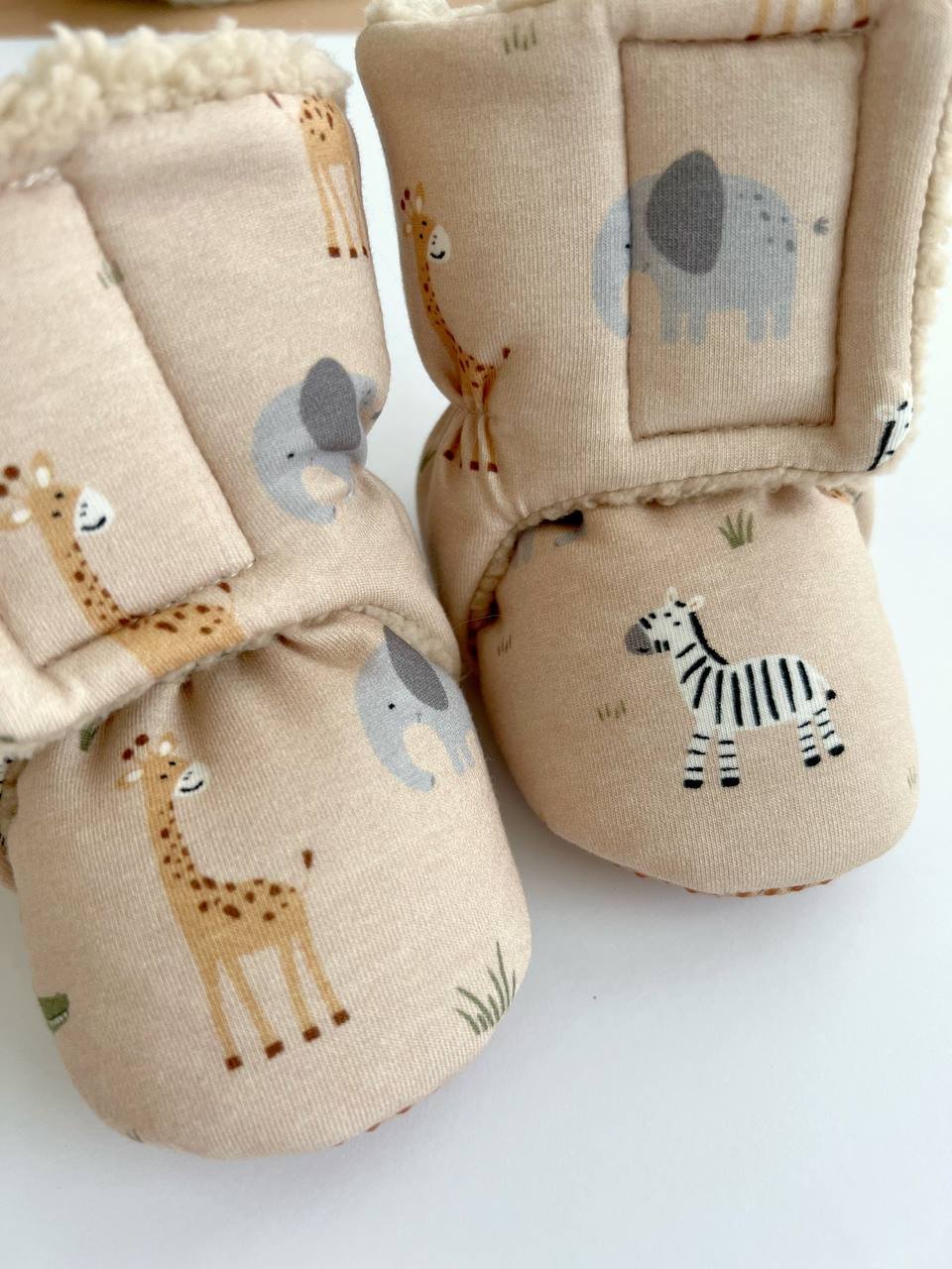 🐘 Safari Baby Booties – Warm & Safe Adventure Feet