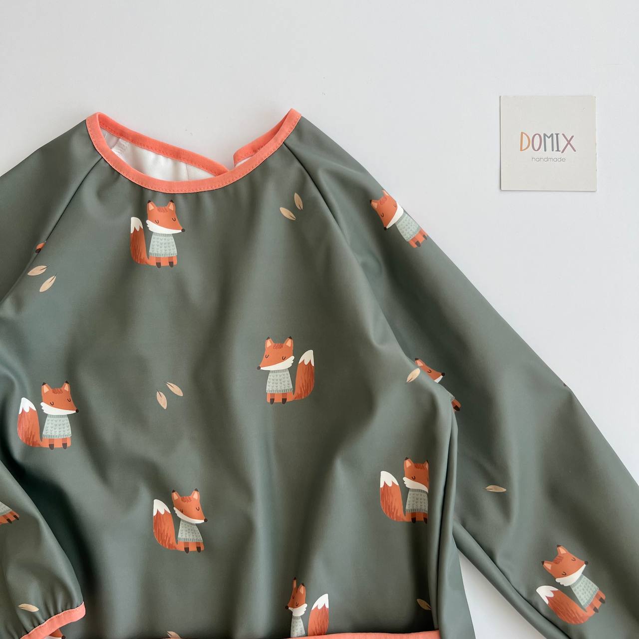 Tablier imperméable pour enfants – Bavoir à manches longues imprimé renard | Tablier d'art pour tout-petits pour la crèche et l'école