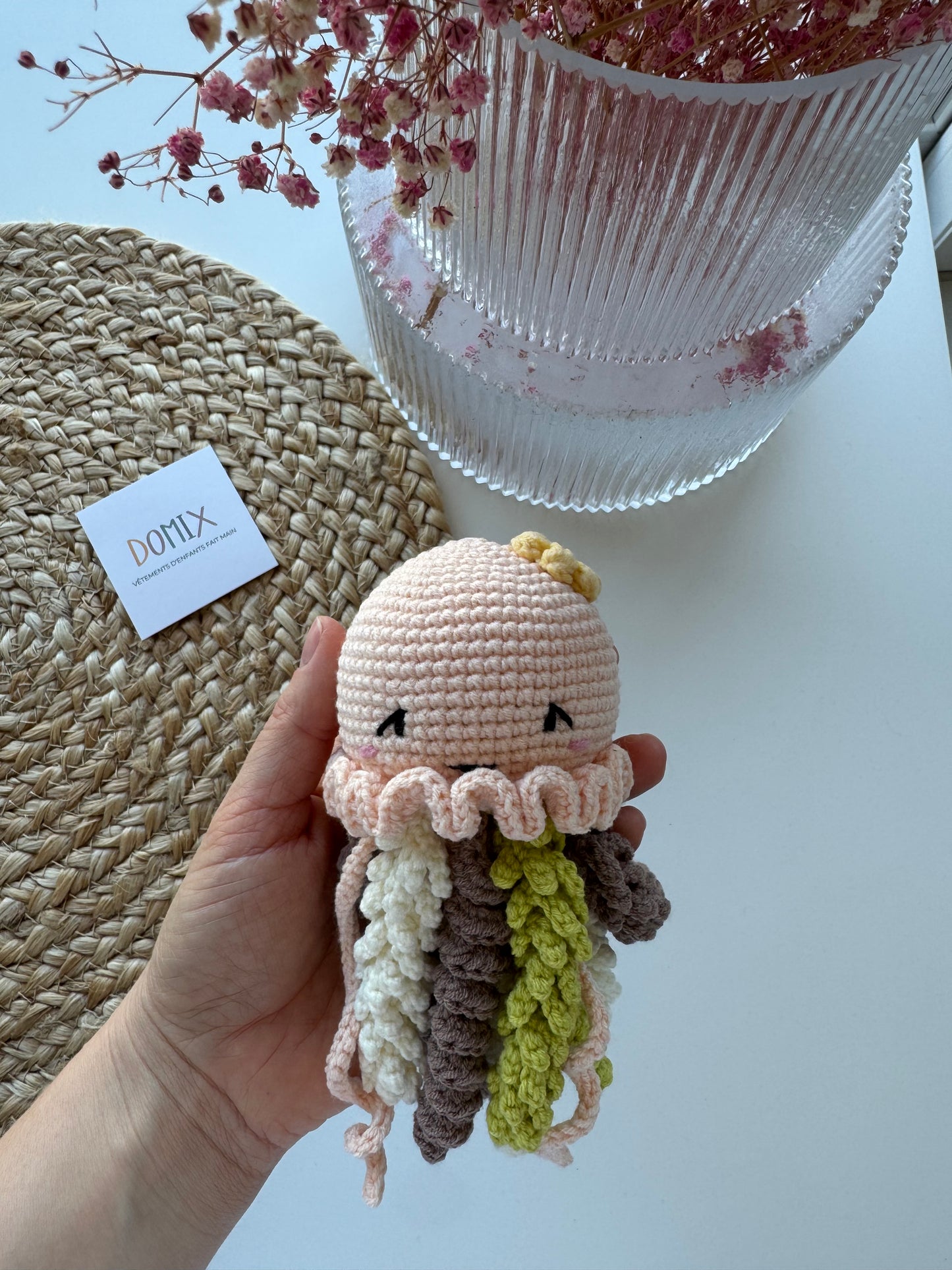 Méduse au crochet pour bébés prématurés – Jouet réconfortant pour bébé conforme aux normes CE