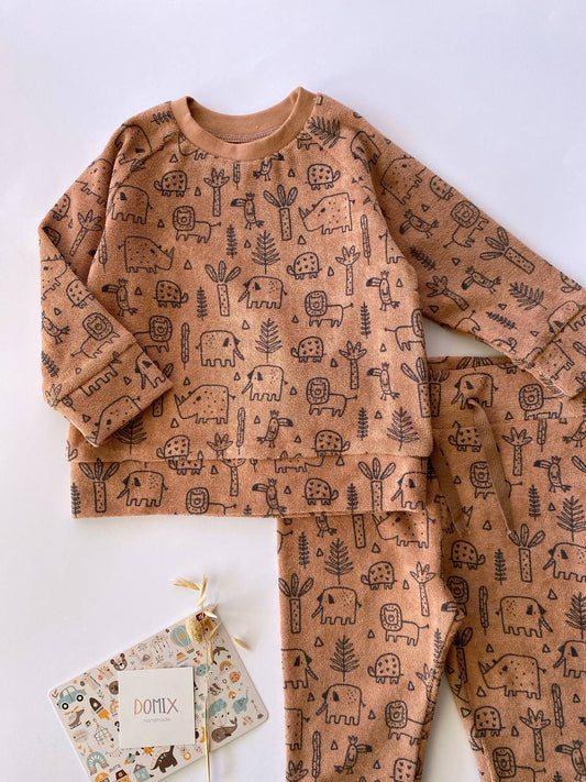 Kinderpyjama-Set – Safari-Muster