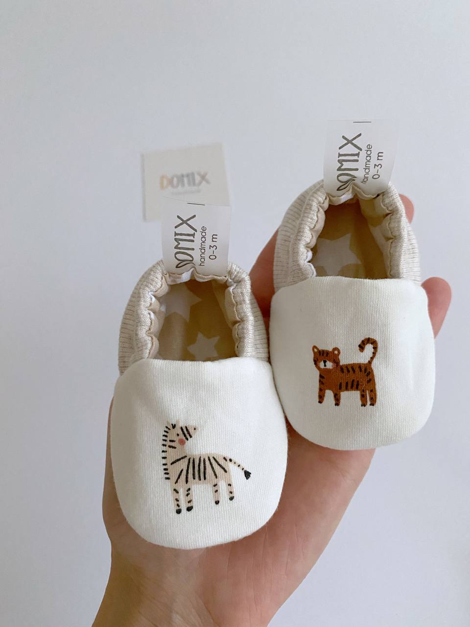 Zebra & Tiger Baby Slippers – Soft, Cozy & Handmade - Domix
