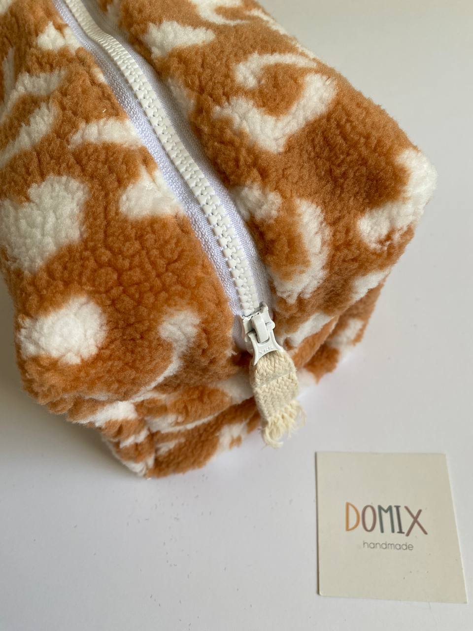 Leopard Teddy Cosmetic Bag – Soft Makeup Pouch with Waterproof Lining by DOMIX