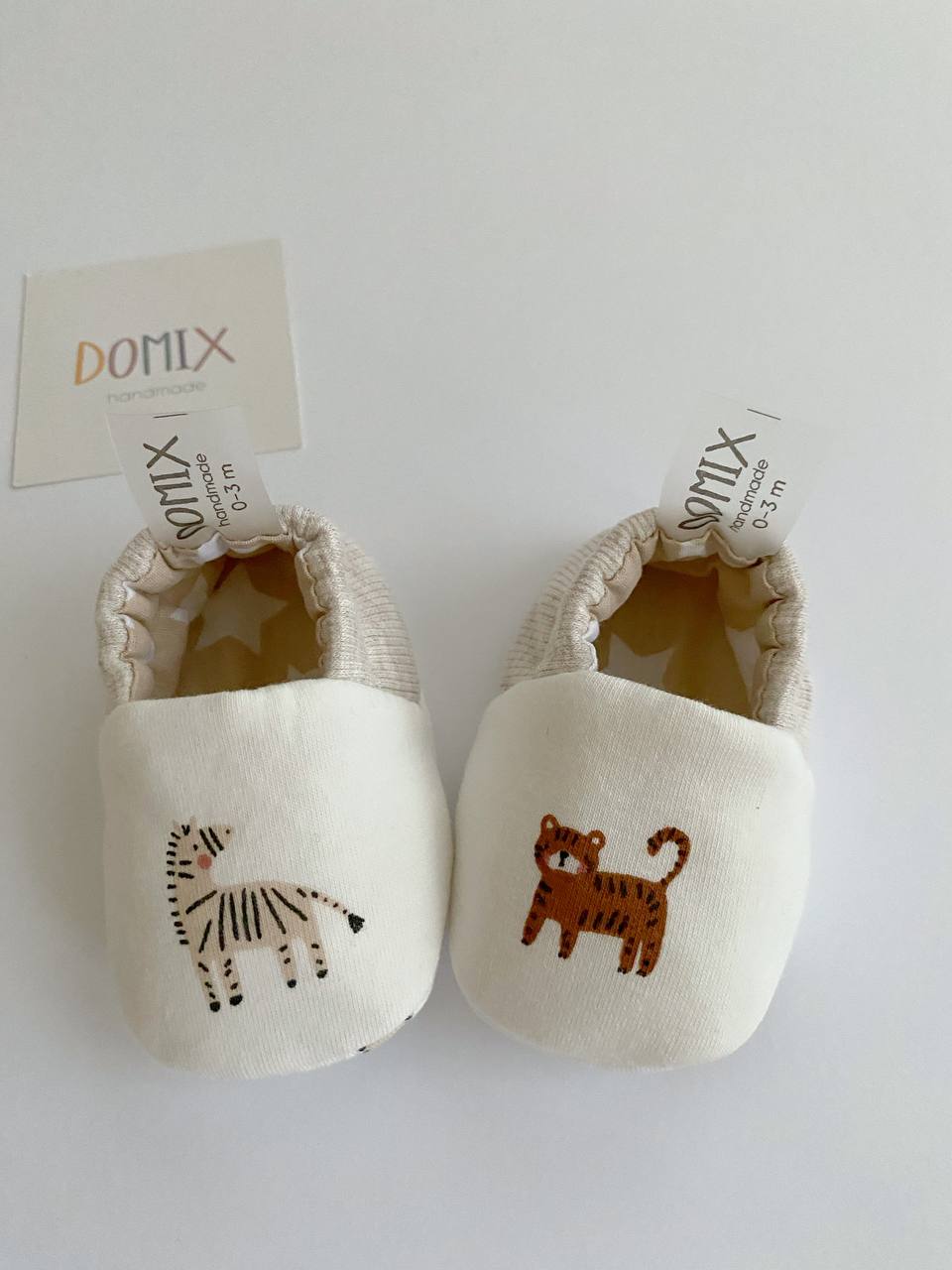 Zebra & Tiger Baby Slippers – Soft, Cozy & Handmade - Domix