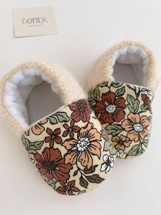 Floral Baby Slippers – Jersey & Velour