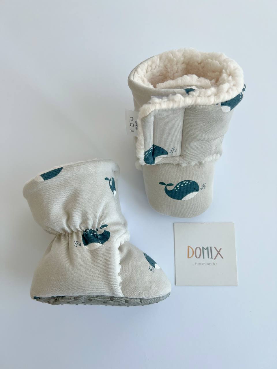 Whale Baby Booties – Handmade Warm Booties for Babies (0–24 months)