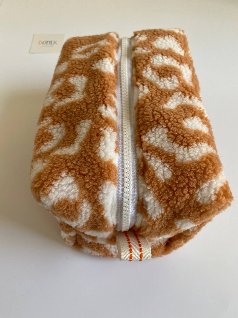 Leopard Teddy Cosmetic Bag – Soft Makeup Pouch with Waterproof Lining by DOMIX