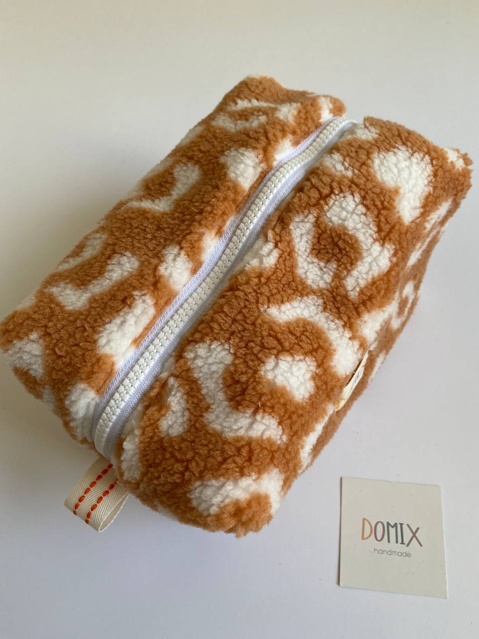 Leopard Teddy Cosmetic Bag – Soft Makeup Pouch with Waterproof Lining by DOMIX