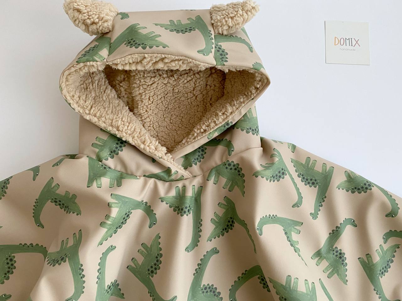 🦕 Dino Waterproof Poncho – Handmade Rain Protection with Style