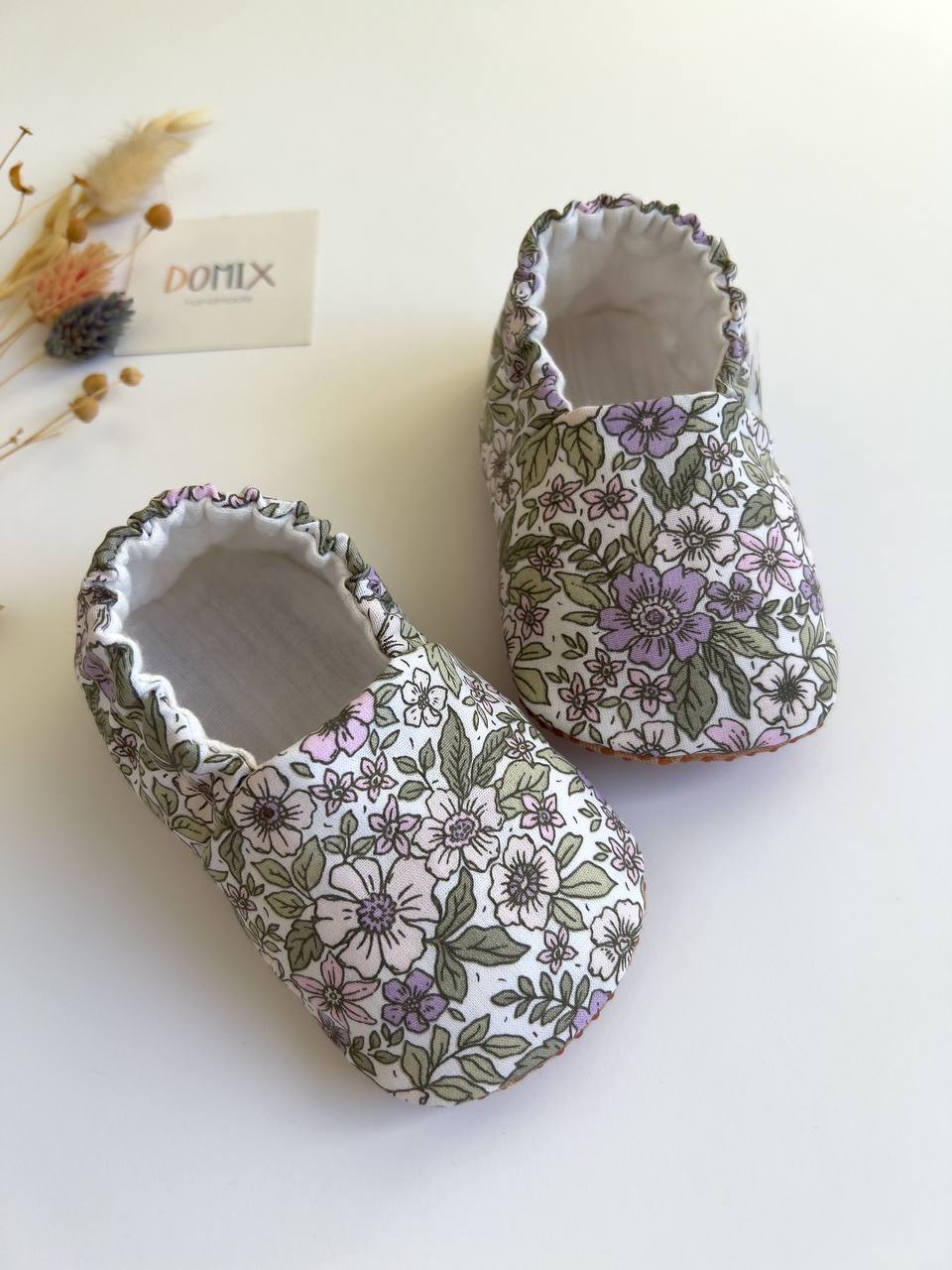Floral Baby Slippers – Handmade Cotton Baby & Toddler Slippers